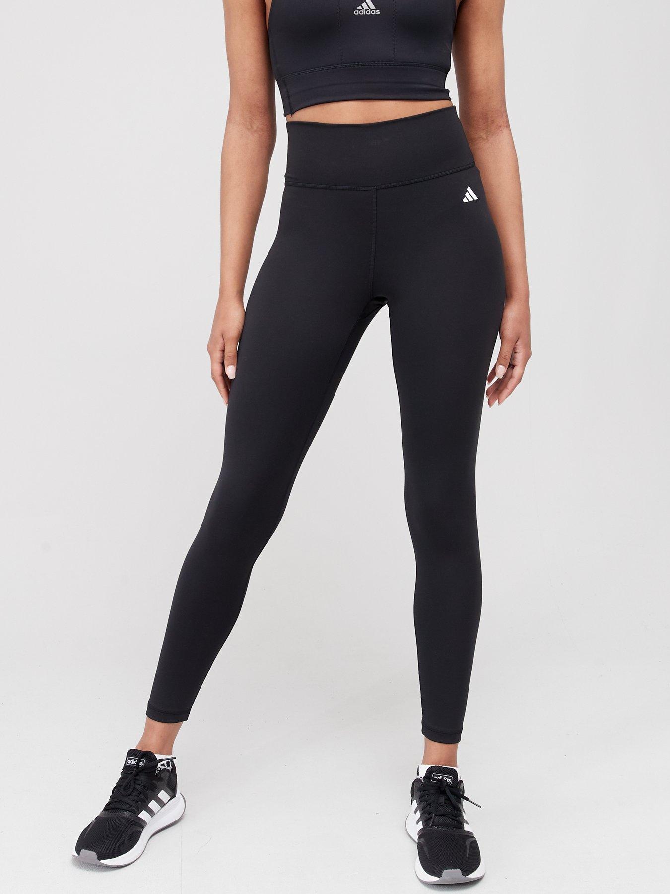 NWT Women's Adidas Black 3 Stripe Leggings Climalite Size Large