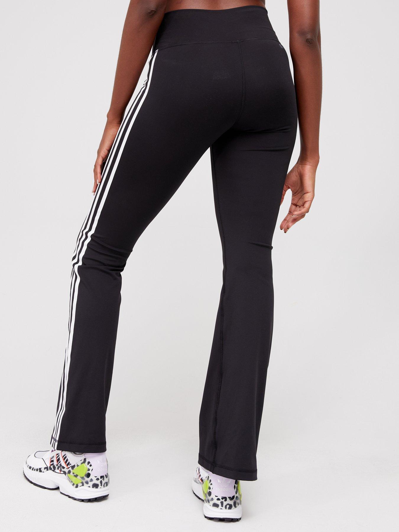adidas Women's Train Essentials 3 Stripe Flared Tights- Black