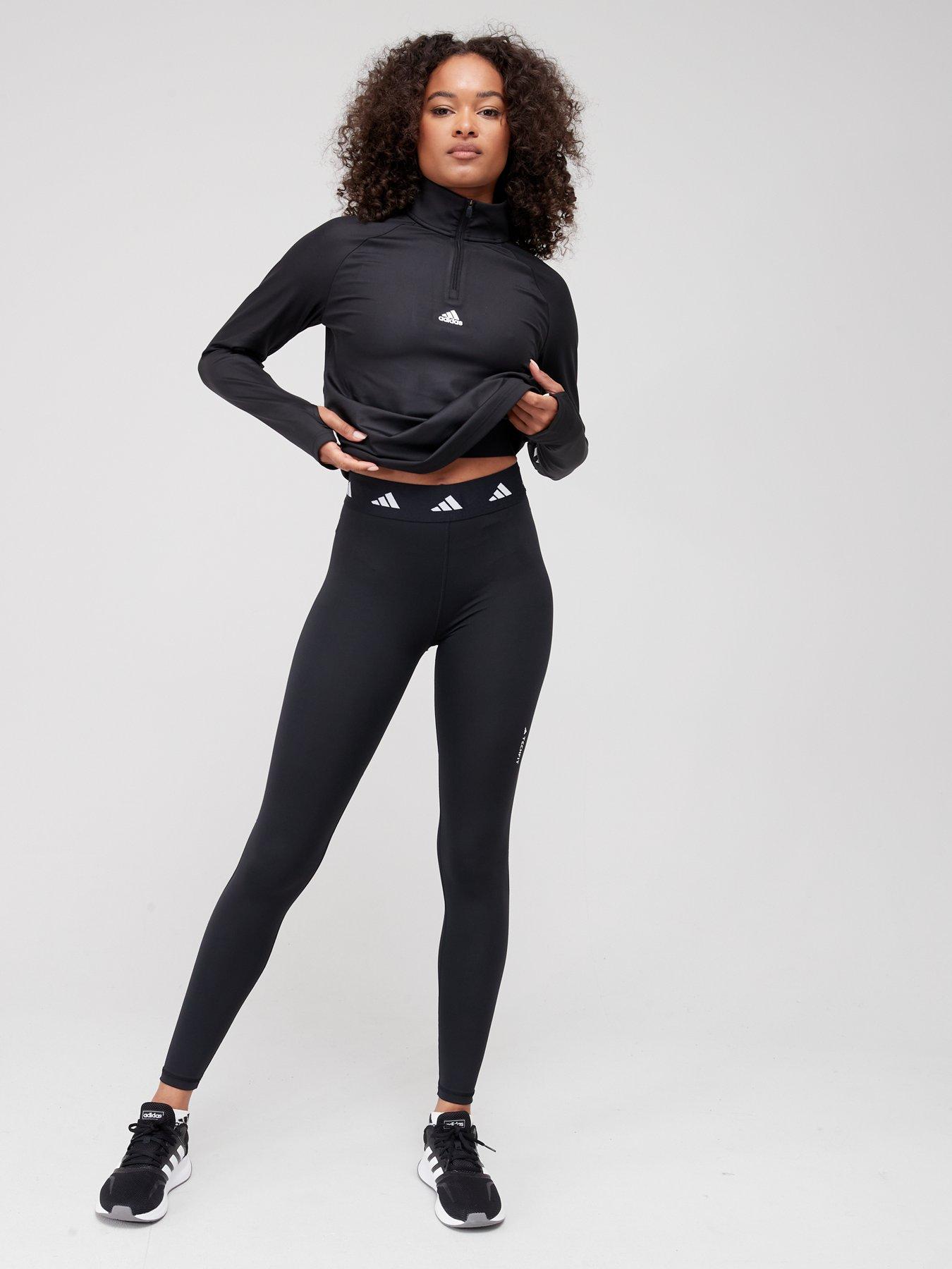 adidas Women's Tech-Fit Long Compression Tights - Black | very.co.uk