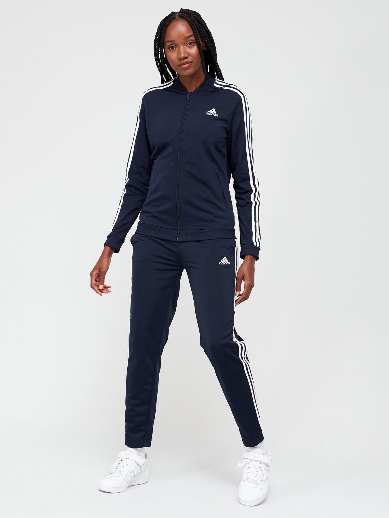 Adidas navy outlet velour tracksuit womens