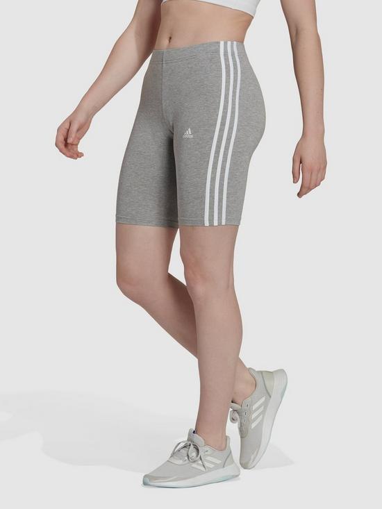 front image of adidas-sportswear-womens-3-stripe-shorts-nbsp--grey
