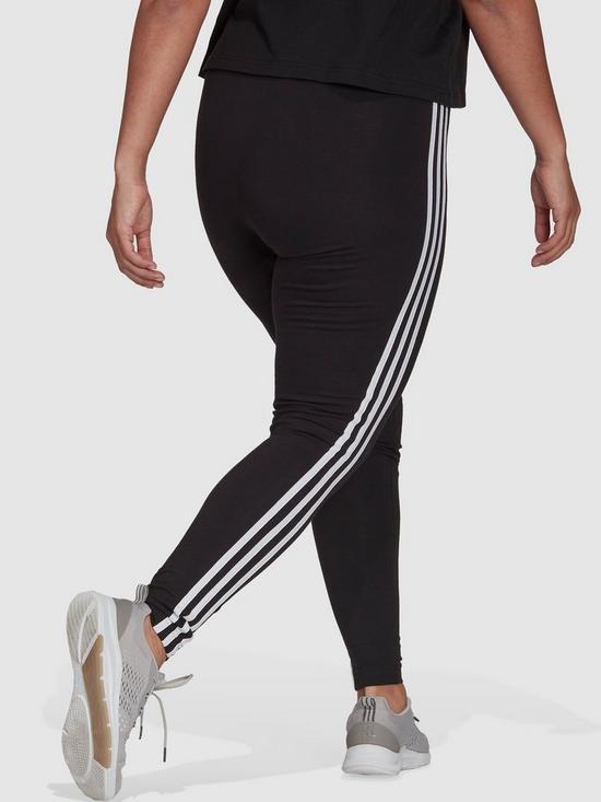 stillFront image of adidas-sportswear-3-stripes-legging-plus-size-blackwhite