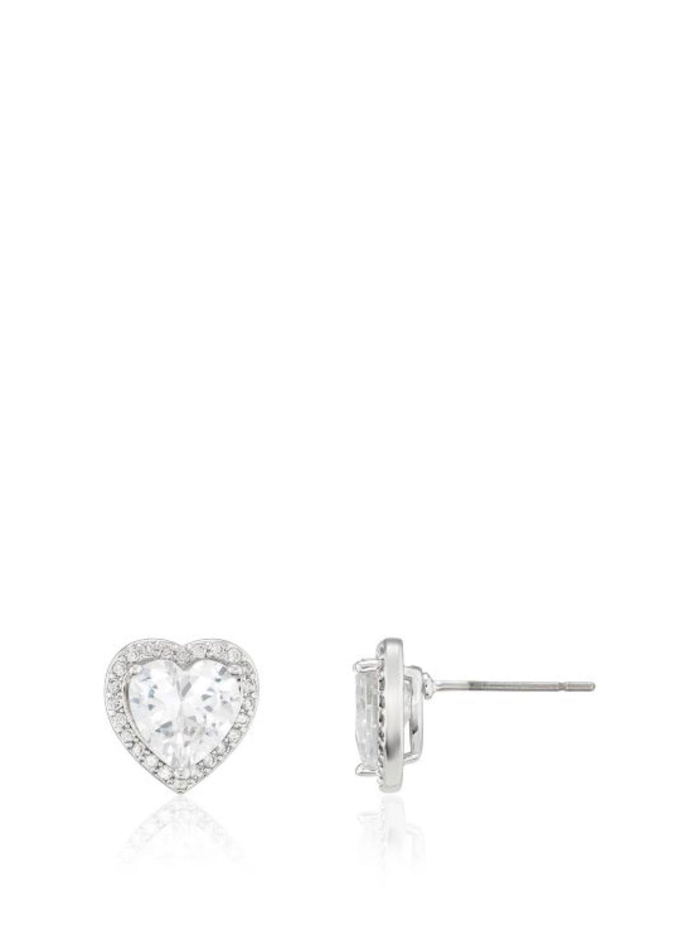 Product photograph of Buckley London The Carat Collection - Clear Sparkle Heart Stud Earrings from very.co.uk