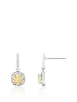 buckley london the carat collection - canary cushion drop earrings