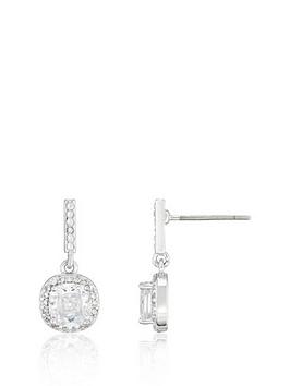 buckley london the carat collection - clear cushion drop earrings
