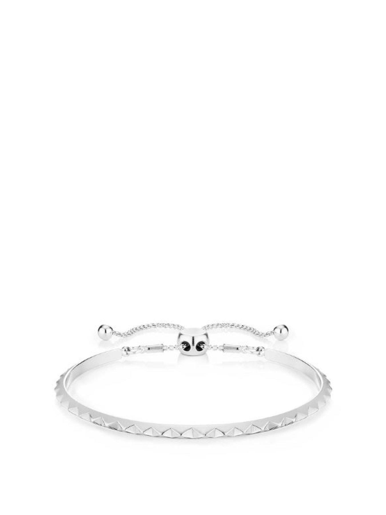 Product photograph of Buckley London Pyramid Bangle - Silver from very.co.uk