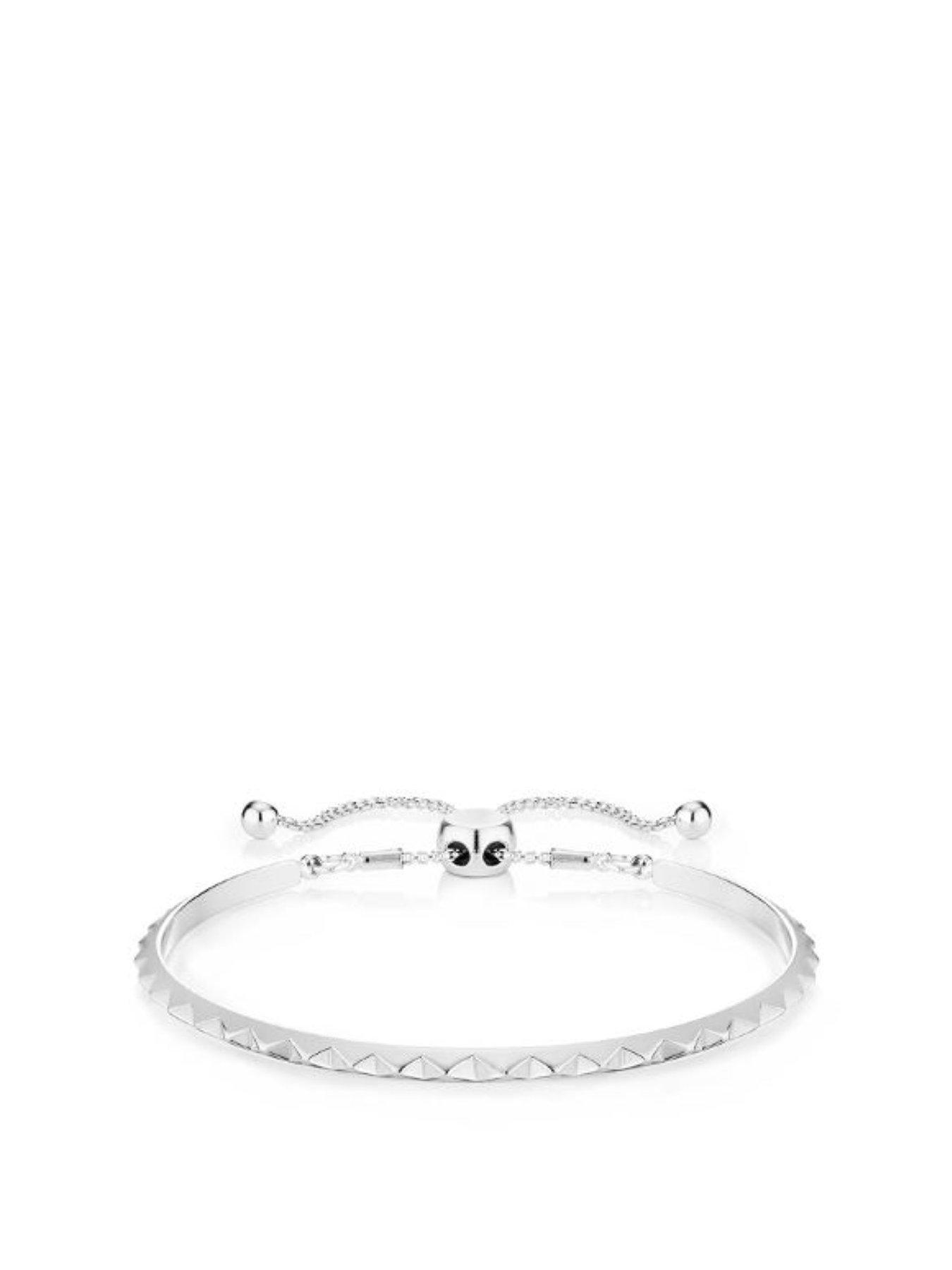 Product photograph of Buckley London Pyramid Bangle - Silver from very.co.uk