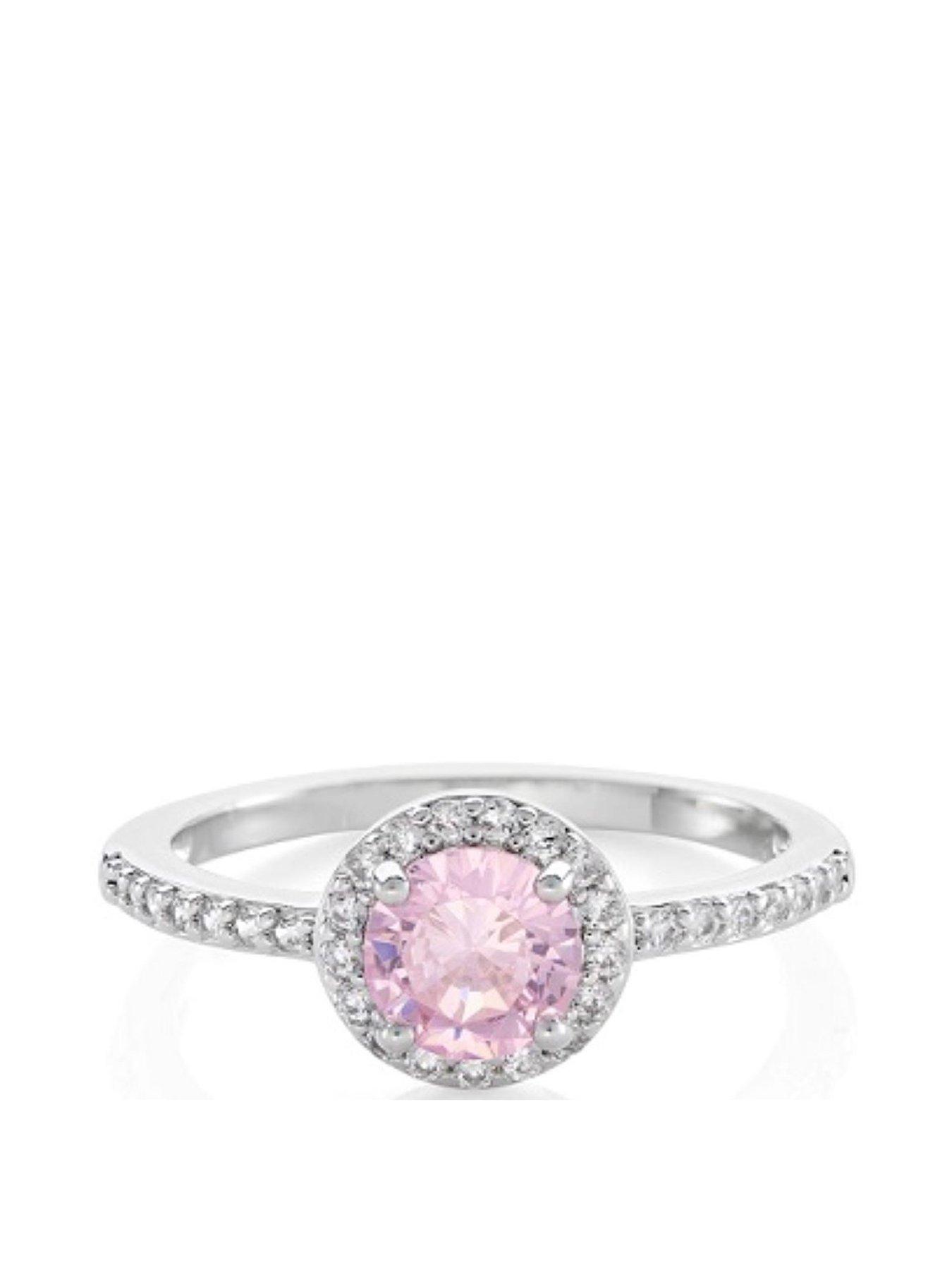 Buckley London The Carat Collection - Pink Halo Ring, Silver, Size M, Women
