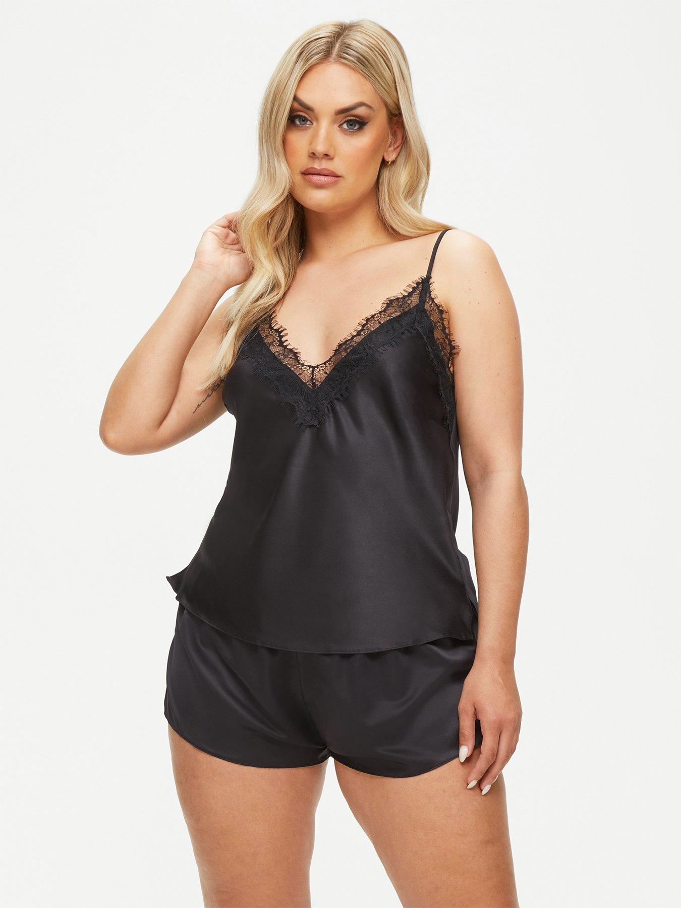 Satin Cami with Lace Trim, R Line, Regular