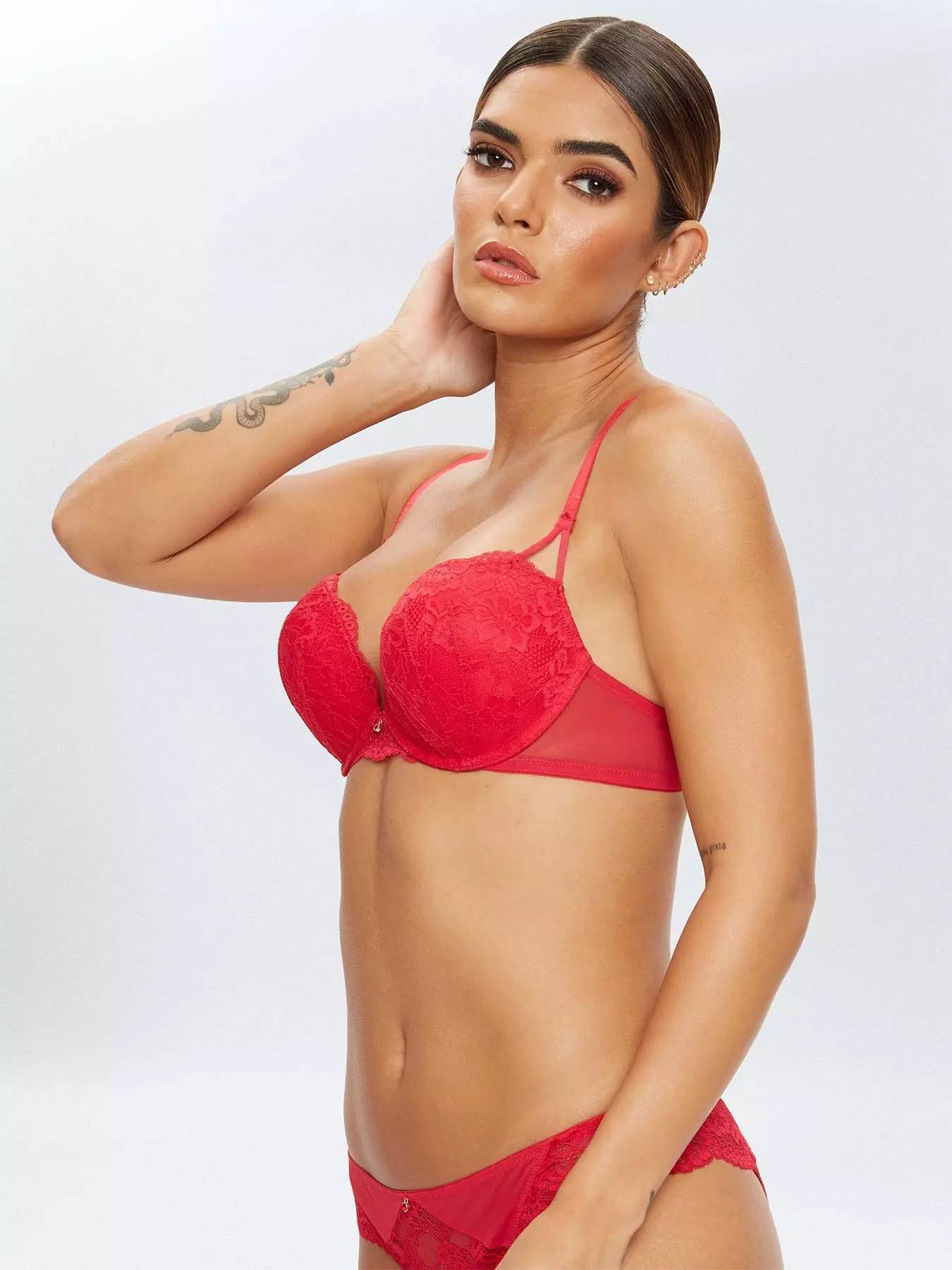 ANN SUMMERS LOVERS SPARK PINK & RED LONGLINE PLUNGE PUSH UP BRA