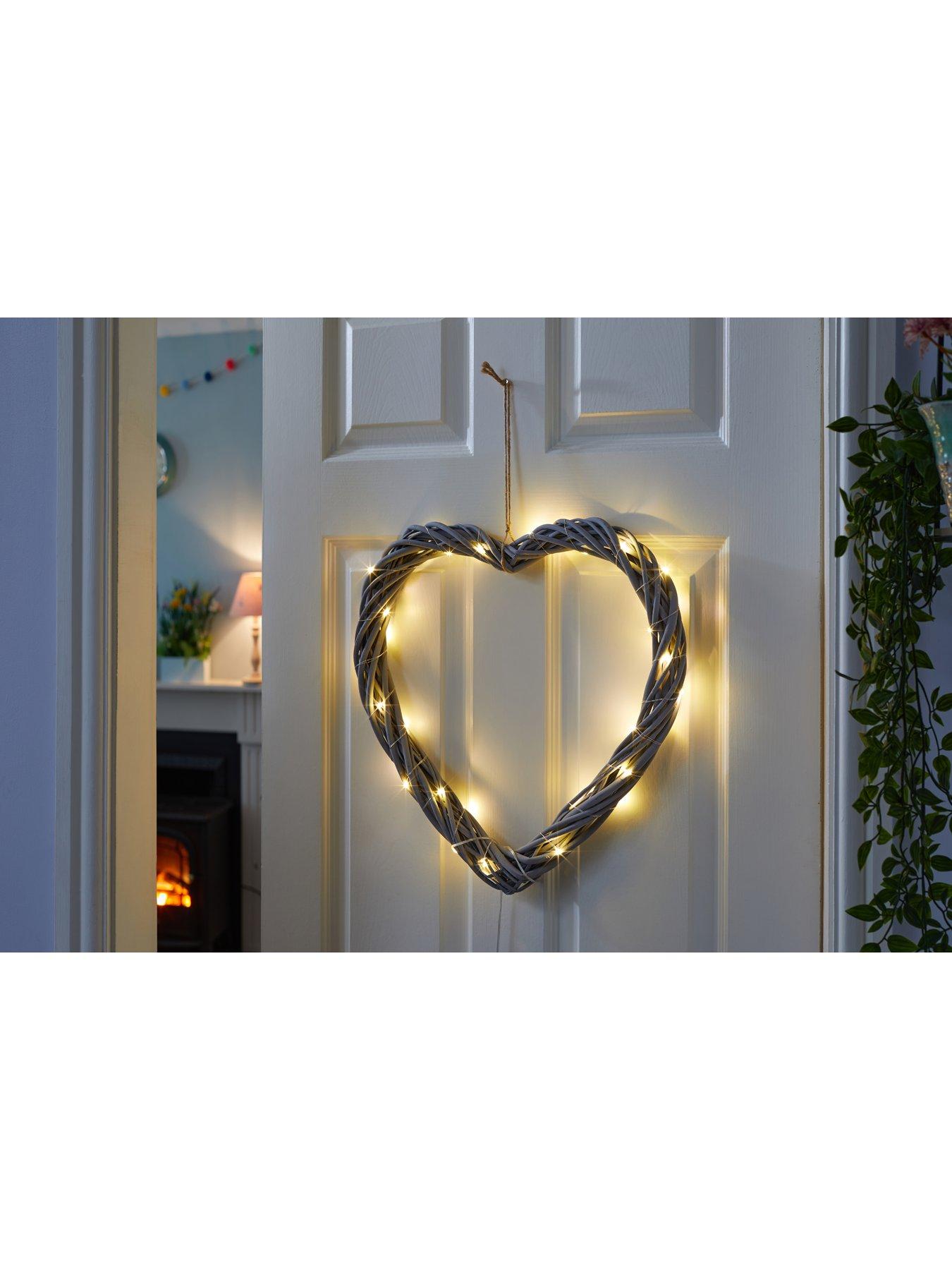 Habitat solar led wicker store heart light