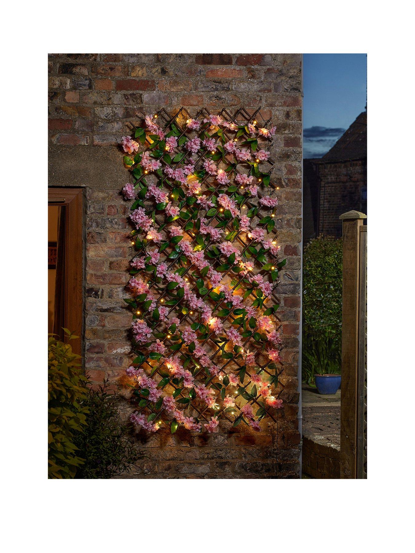 Smart Solar 50 LED Solar In-Lit Pink Blossom Trellis 180 x 60 cm
