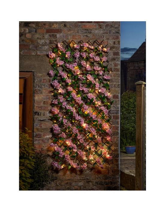 front image of smart-solar-75-led-solar-in-lit-pink-blossom-trellis-180-x-90-cm