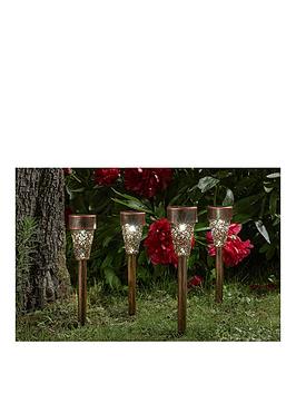Product photograph of Smart Solar Damasque Stake Light Bronze 4pk from very.co.uk