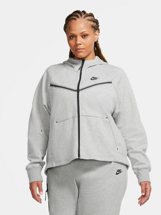 Nike NSW Tech Fleece Zip Through Hoodie (Curve) - Dark Grey Heather ...