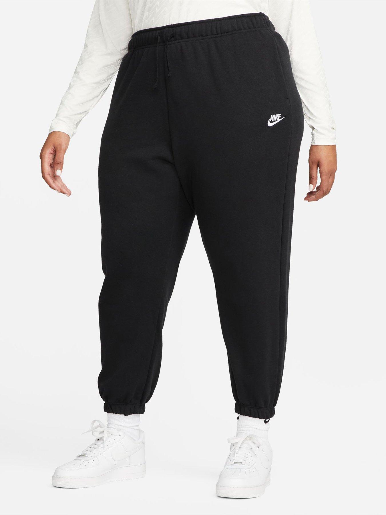Nike NSW Club Fleece Mid Rise Oversized Joggers (Curve) - Black/White ...
