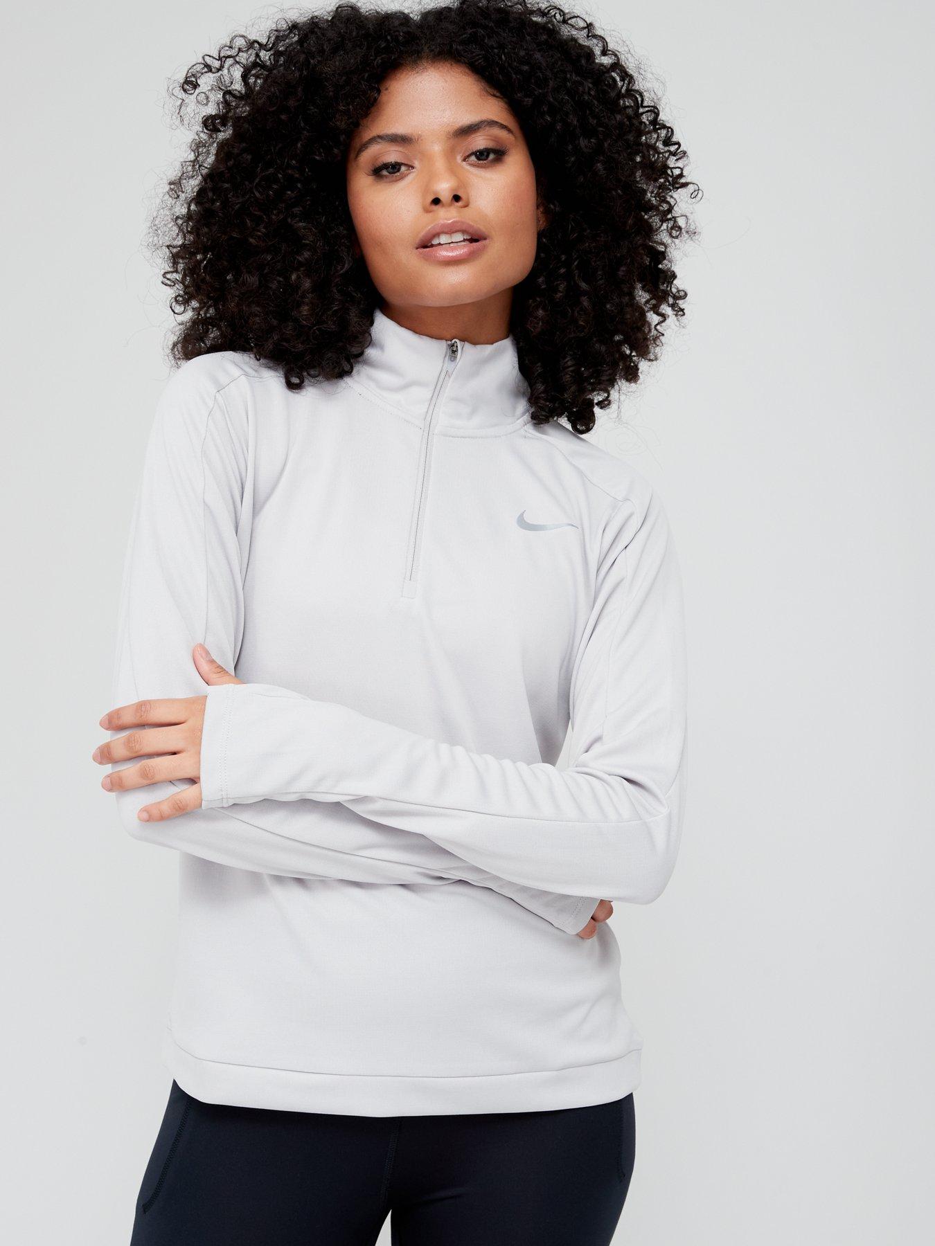 White nike store half zip women's