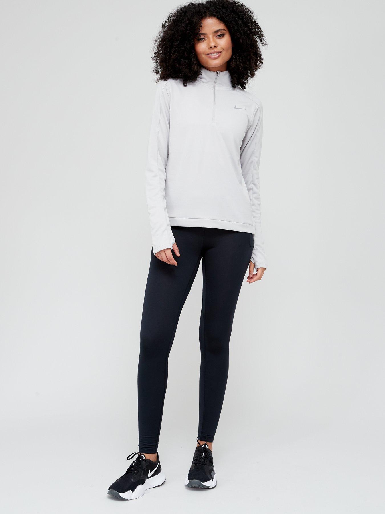 grey half zip running top