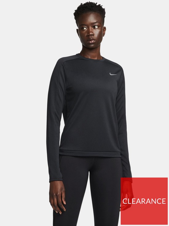 Nike Running Pacer Long Sleeve Crew - Black | very.co.uk