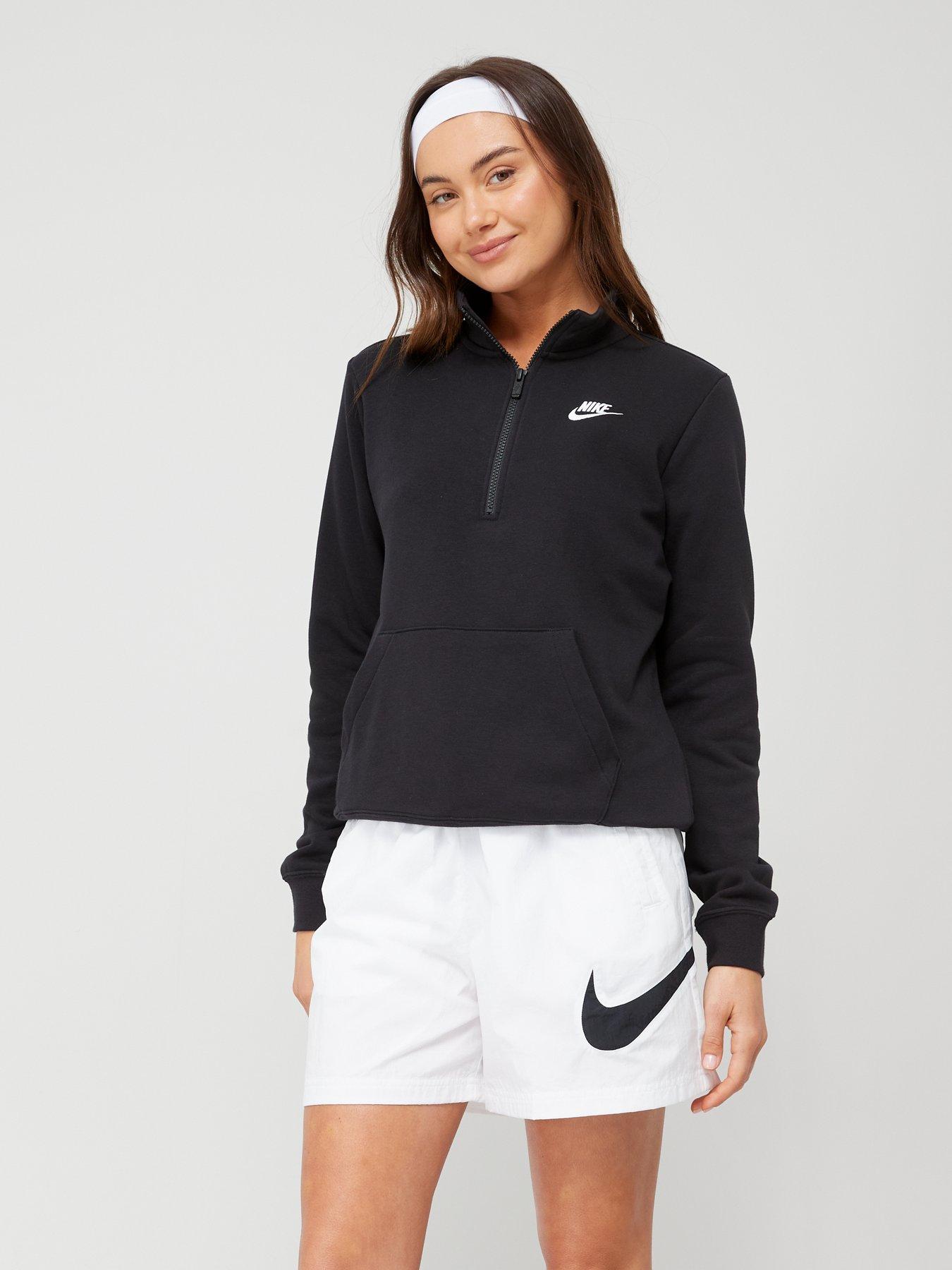 Nike Club Fleece half zip sweatshirt in black