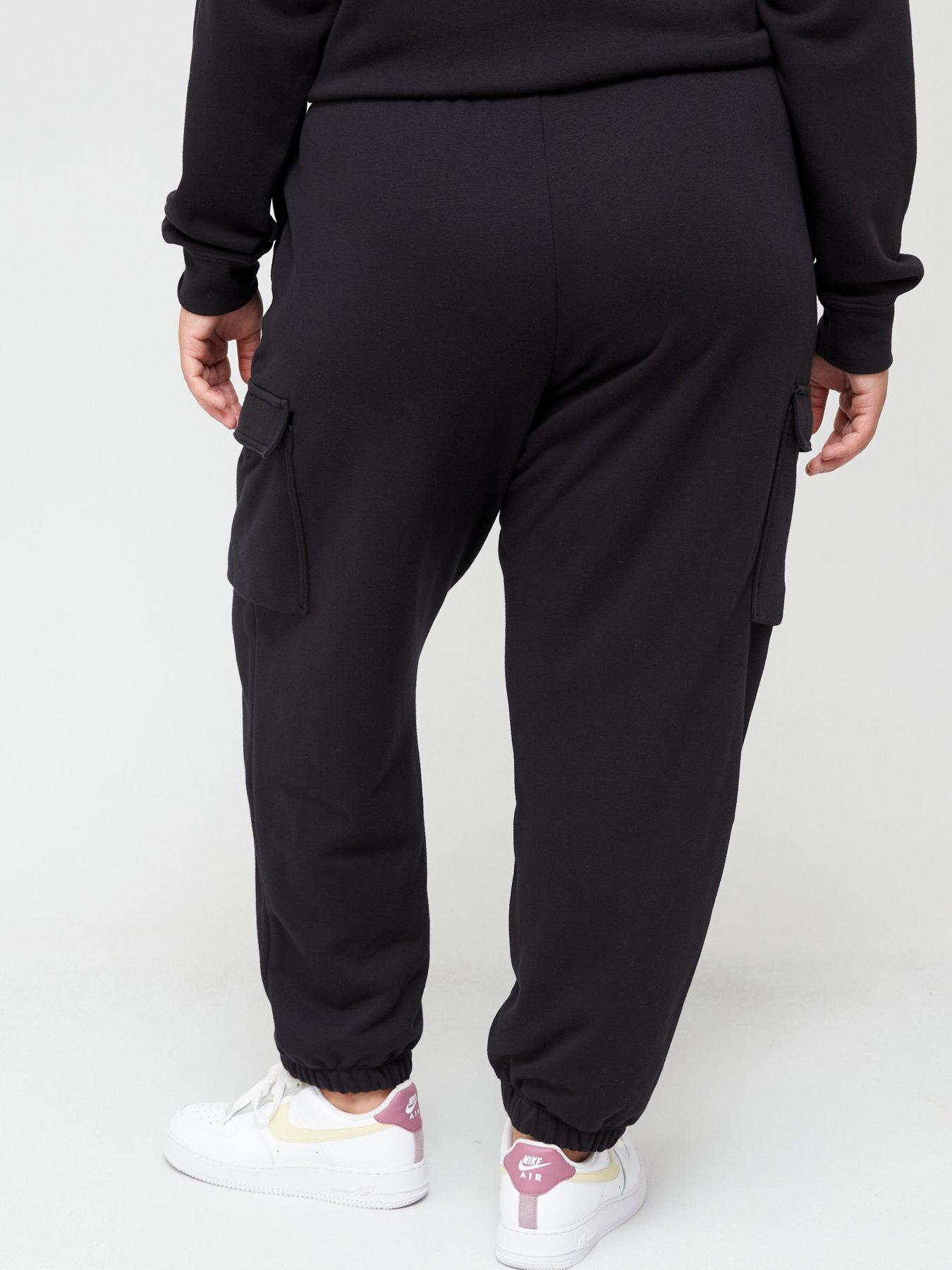 Nike Women's Nsw Club Fleece Mid Rise Cargo Joggers - BLACK/WHITE