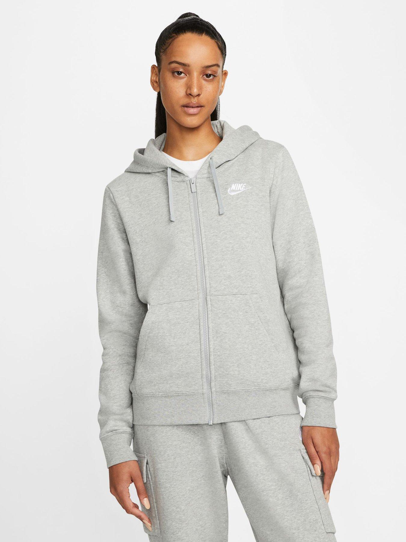 Gray zip up hoodie nike sale