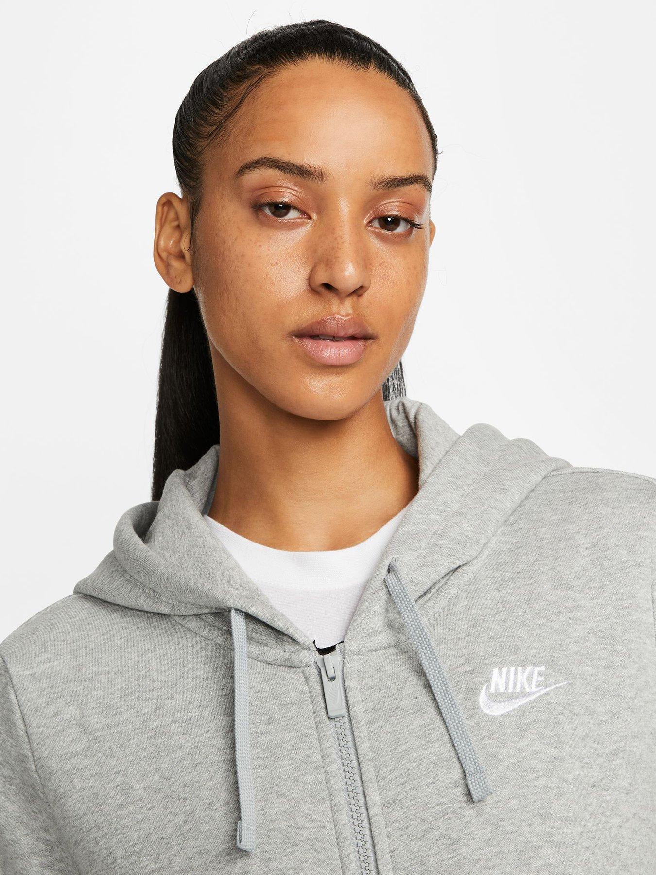 Nike NSW Club Fleece Zip Through Hoodie - Dark Grey Heather