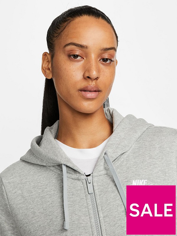 Nike NSW Club Fleece Zip Through Hoodie - Dark Grey Heather | very