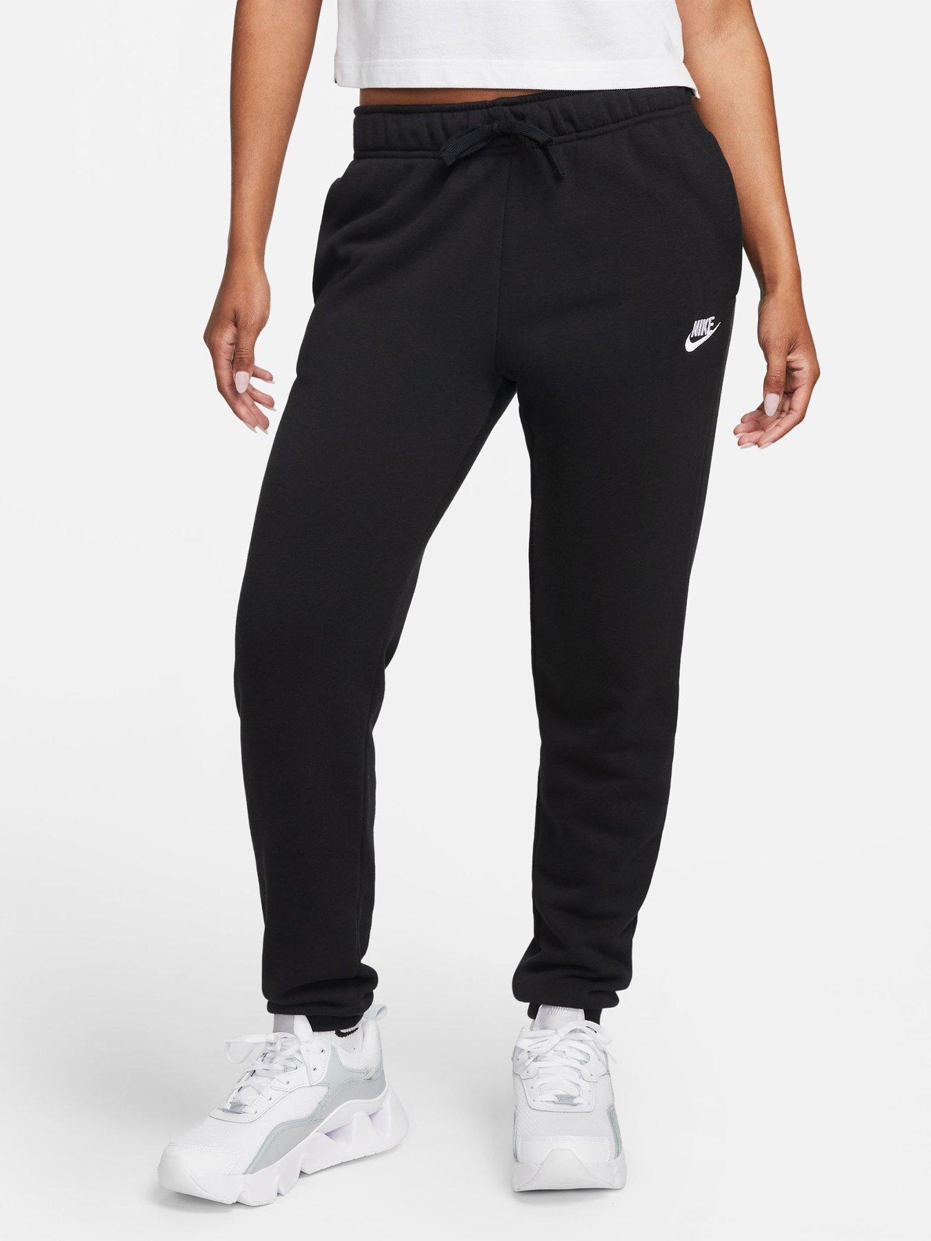 Nike Women's Nsw Club Fleece Mid Rise Standard Joggers - BLACK/WHITE ...
