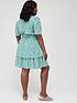  image of v-by-very-curve-ditsy-floral-mini-tea-dress-green