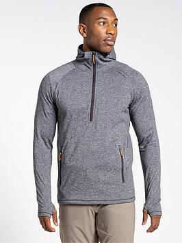 craghoppers dynamic hooded half zip fleece jacket - grey pepper
