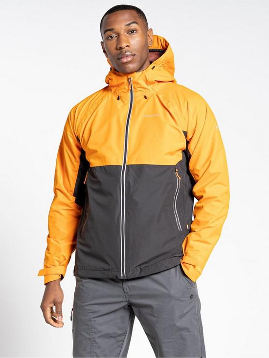 front image of craghoppers-atlas-waterproof-hooded-jacket-orangeblack