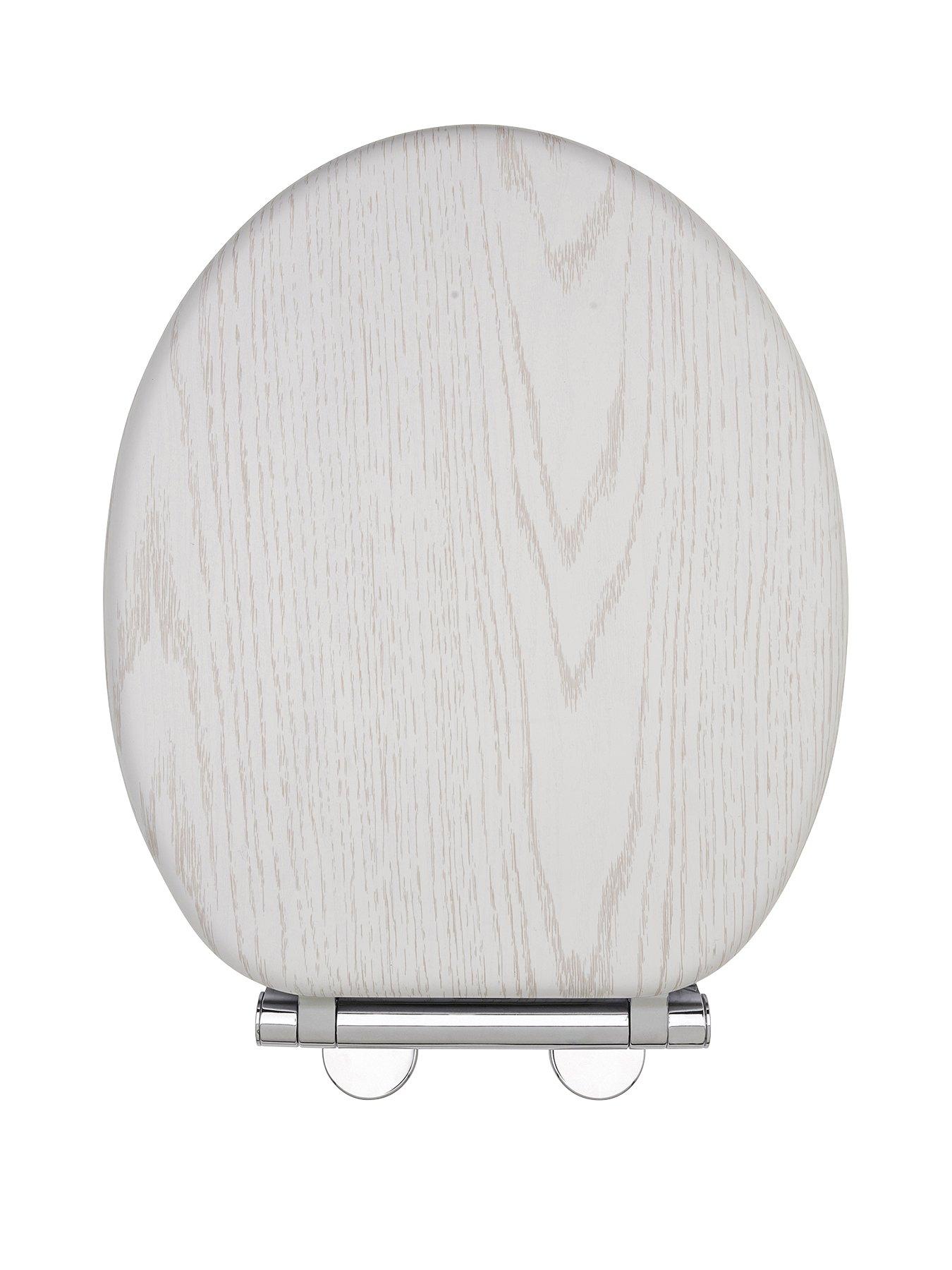 AQUALONA Moulded Wood White Oak Effect Toilet Seat very.co.uk