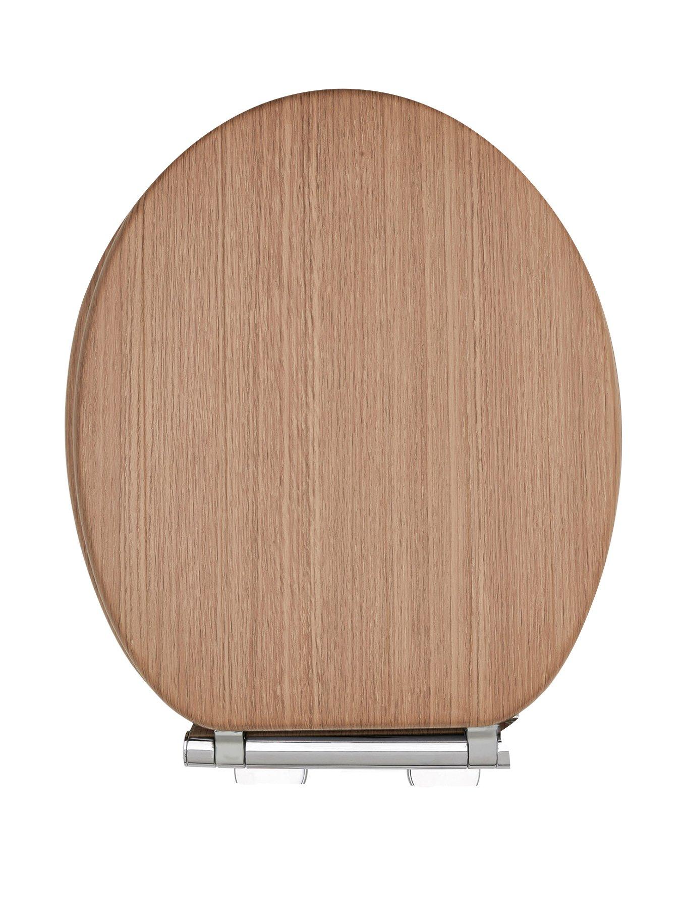 AQUALONA Moulded Wood Tongue and Groove Oak Effect Toilet Seat very.co.uk