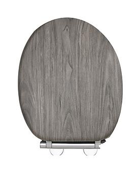 Product photograph of Aqualona Moulded Wood Dark Grey Wood Effect Toilet Seat from very.co.uk