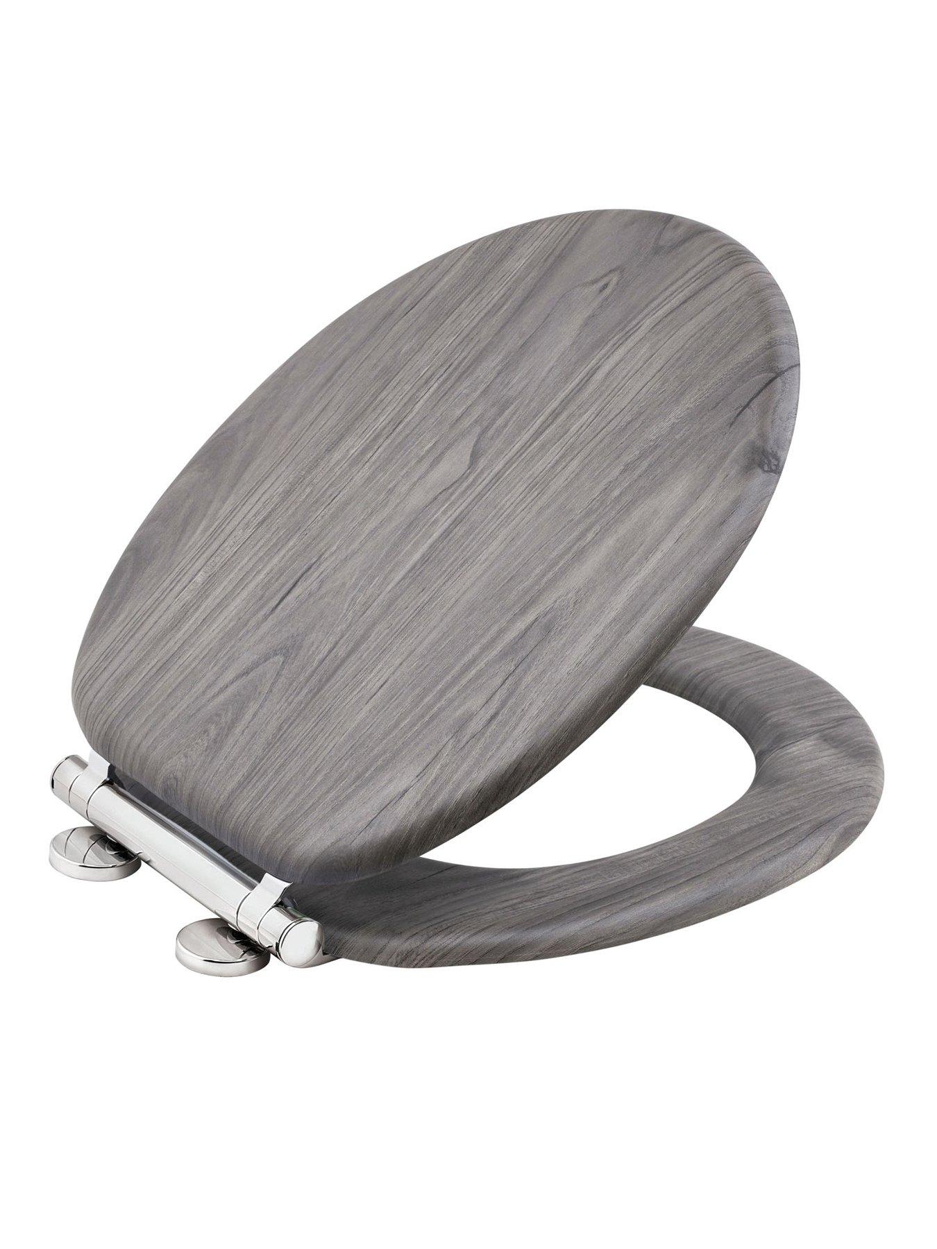 AQUALONA Moulded Wood Dark Grey Wood Effect Toilet Seat very.co.uk