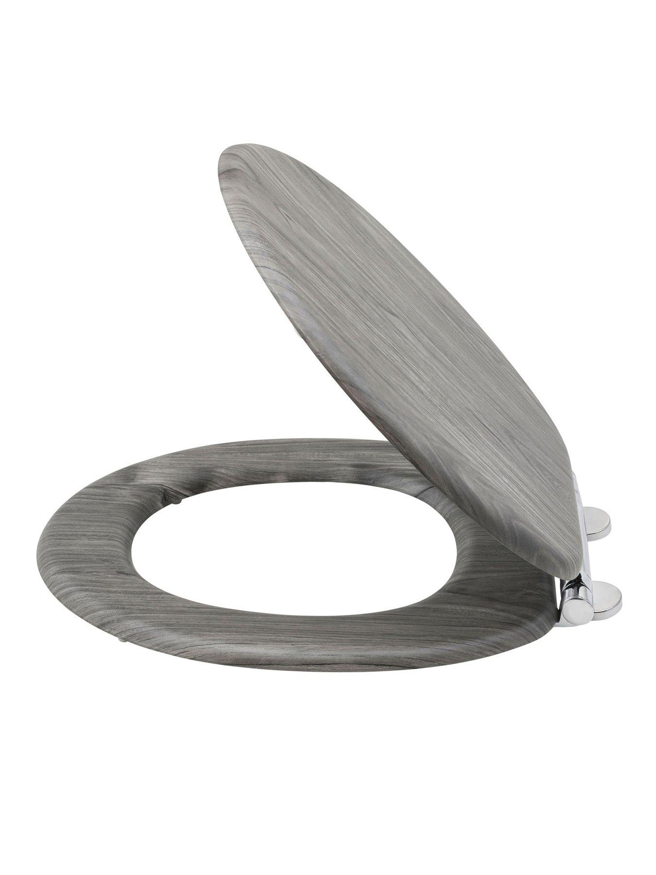 AQUALONA Moulded Wood Dark Grey Wood Effect Toilet Seat Very.co.uk