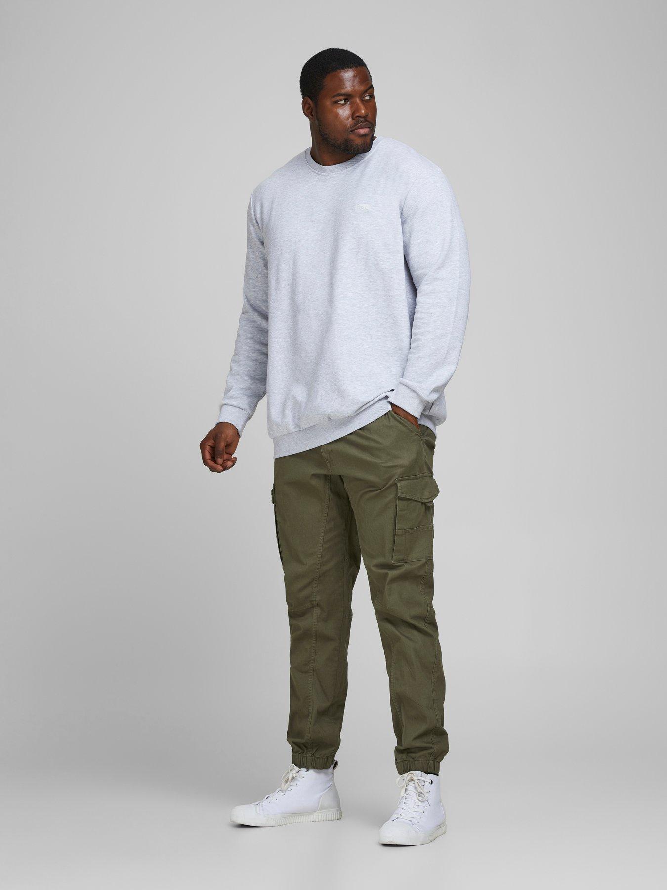 Image 3 of 4 of Jack & Jones Plus Paul Tapered Fit Cuffed Cargo Pants - Dark Green