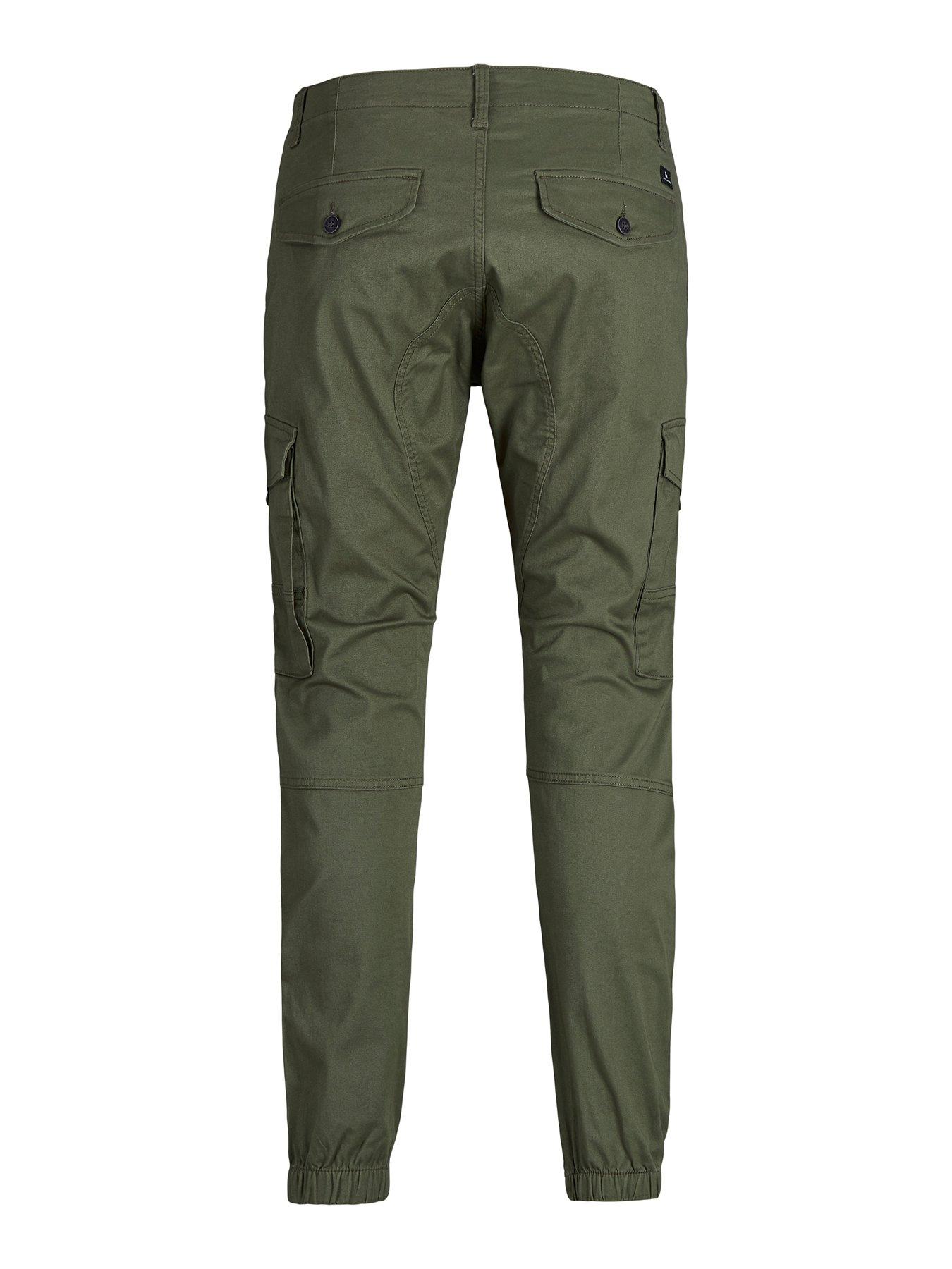Image 4 of 4 of Jack & Jones Plus Paul Tapered Fit Cuffed Cargo Pants - Dark Green