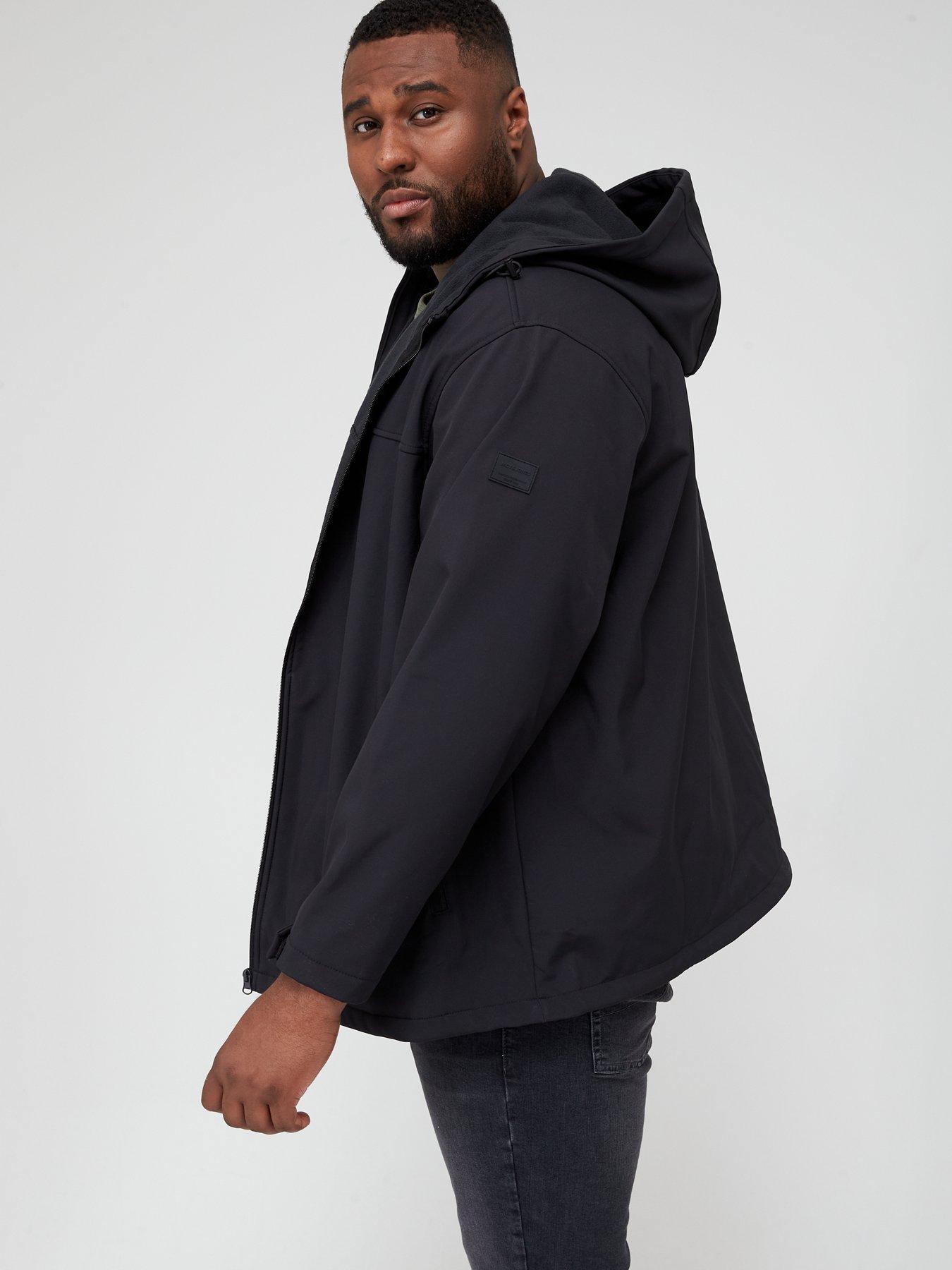 Jack & Jones Big & Tall Softshell Shower Proof Jacket - Black