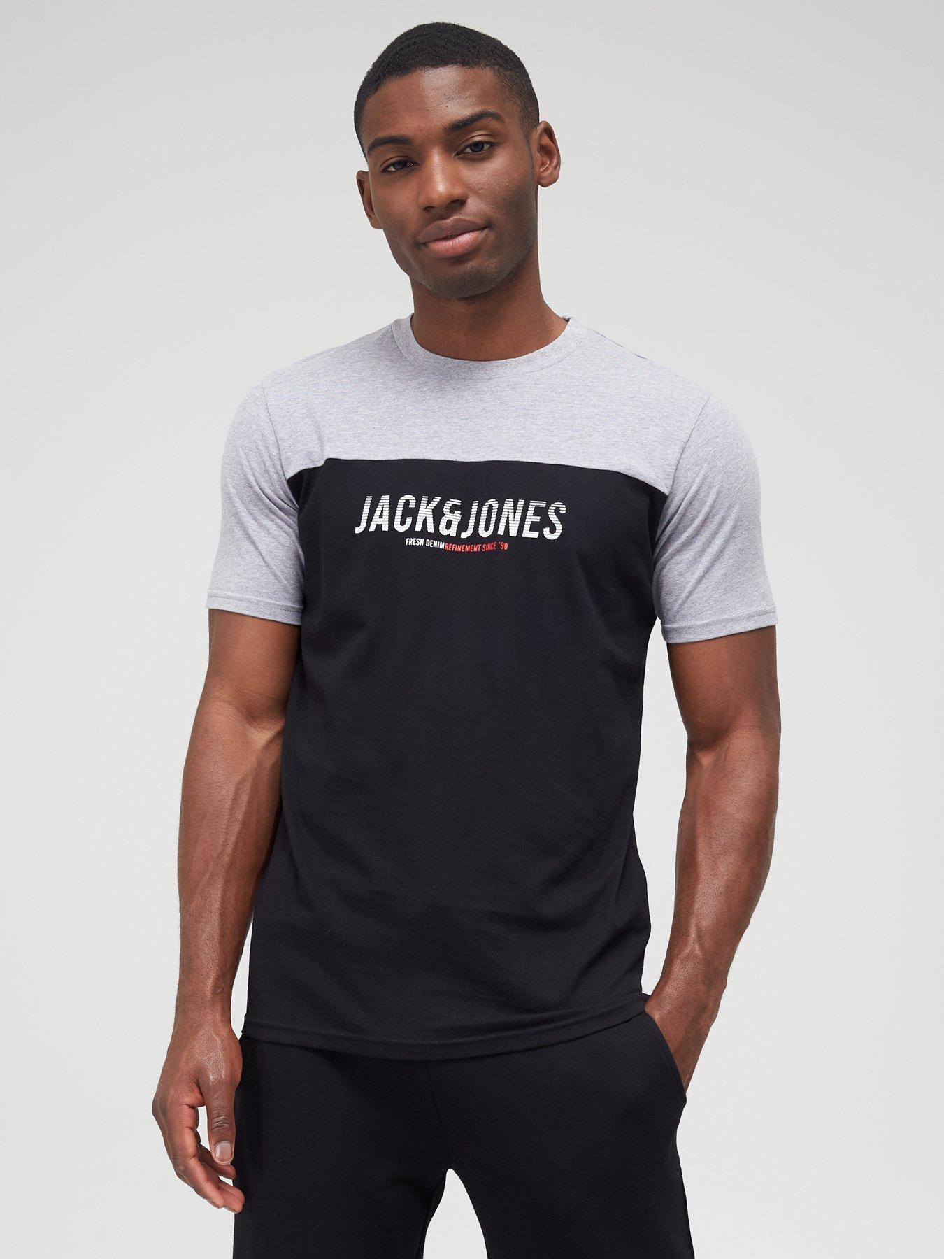 Jack & Jones Colour Block Logo T-Shirt - Black