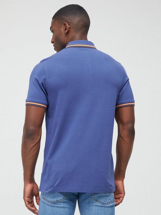 stillFront image of jack-jones-paulos-small-logo-short-sleeve-polo-shirt-denim-blue