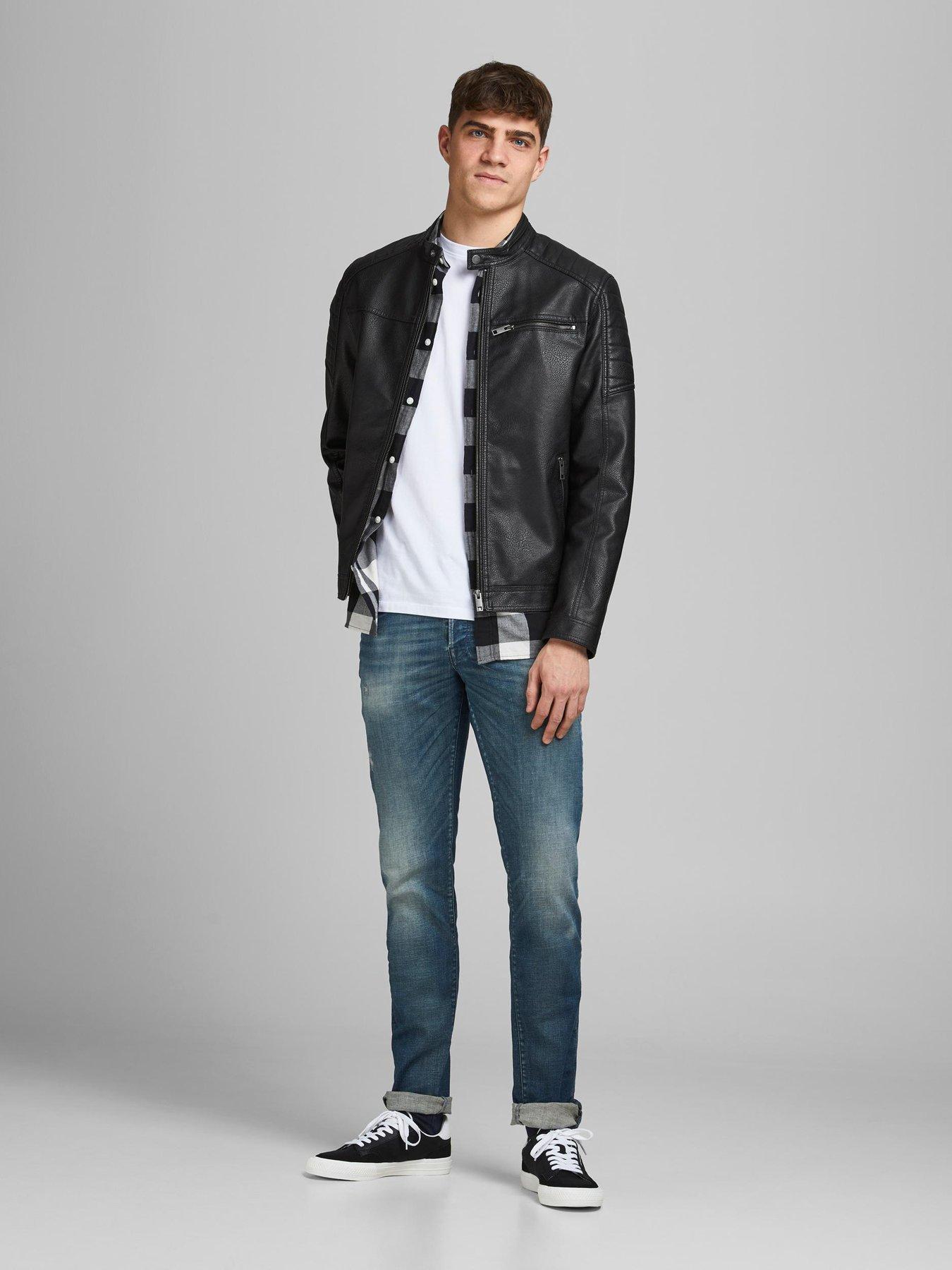 Jack jones 2024 leather jacket mens