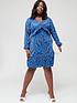  image of v-by-very-curve-plisse-marble-print-mini-dress-blue