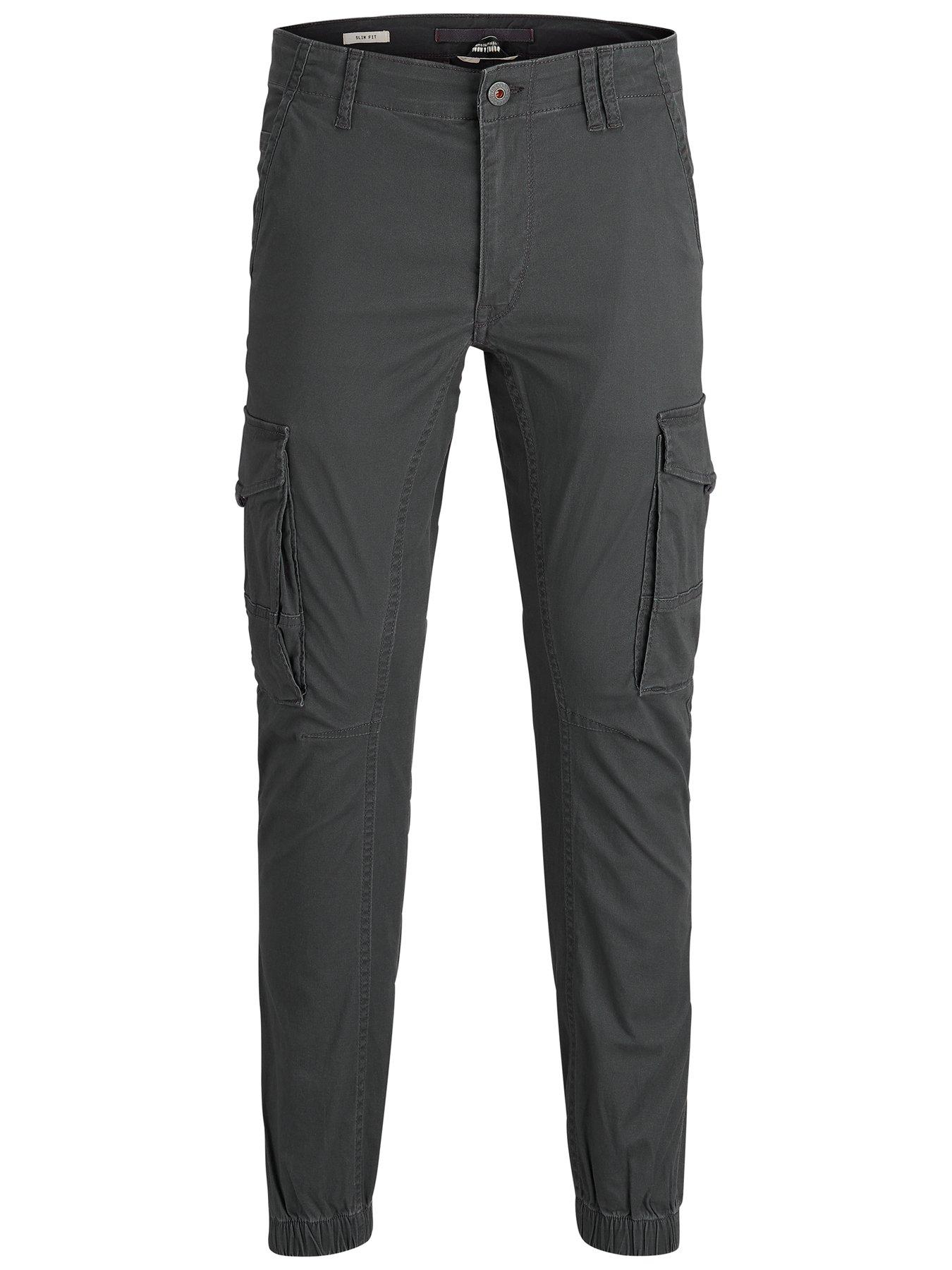 Image 4 of 4 of Jack & Jones Jack &amp; Jones Paul Slim Fit Cargo Trousers - Asphalt