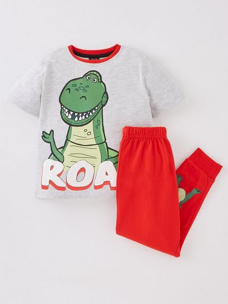 toy-story-boys-disney-toy-story-rex-roar-short-sleeve-pyjamas-greyred