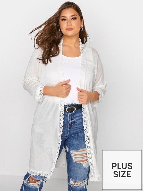 yours-clothing-lace-trim-cardigan-white