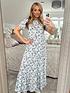  image of in-the-style-stacey-solomon-blue-floral-midi-dress-with-lenzing-ecovero
