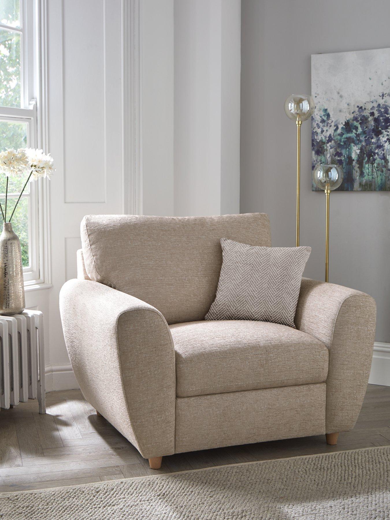Product photograph of Very Home Odeon Fabric Armchair - Natural Herringbone from very.co.uk