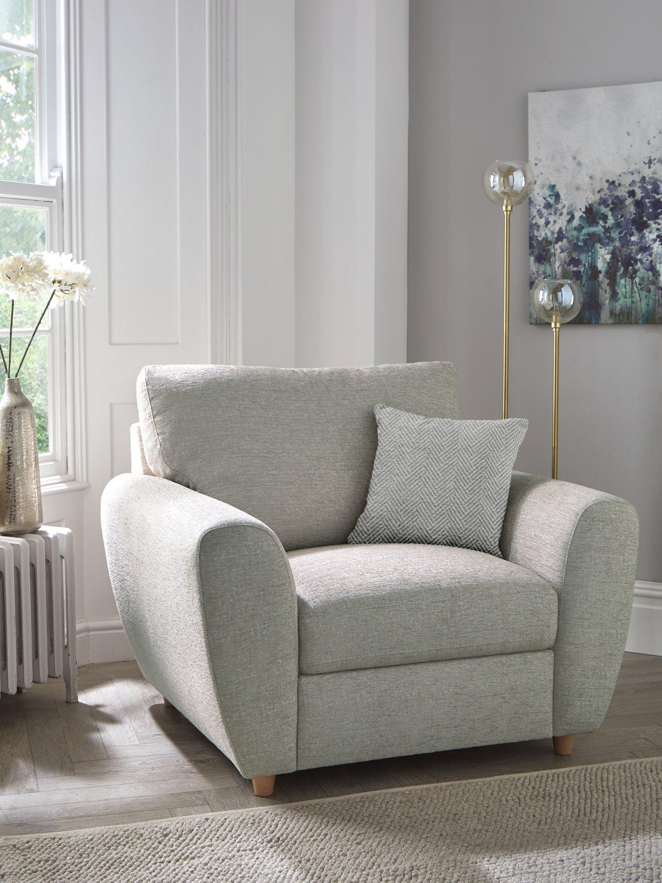 Product photograph of Very Home Odeon Armchair - Grey Herringbone from very.co.uk
